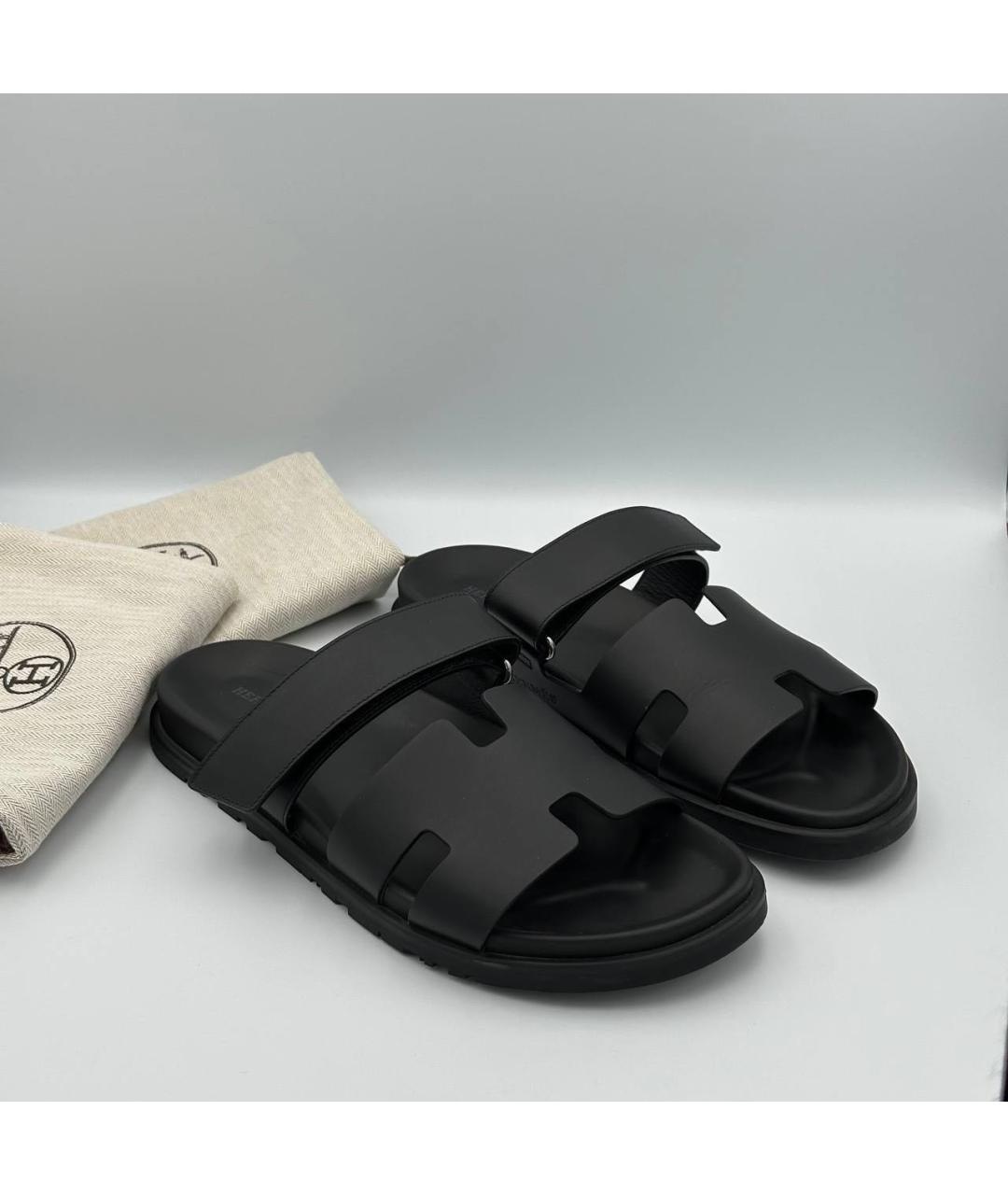 HERMES Черные сандалии, фото 2