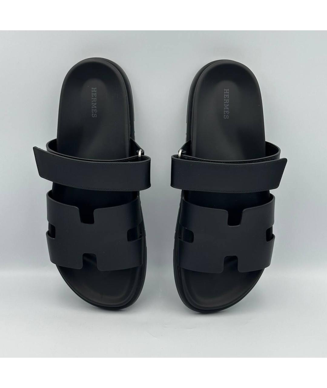 HERMES Черные сандалии, фото 4