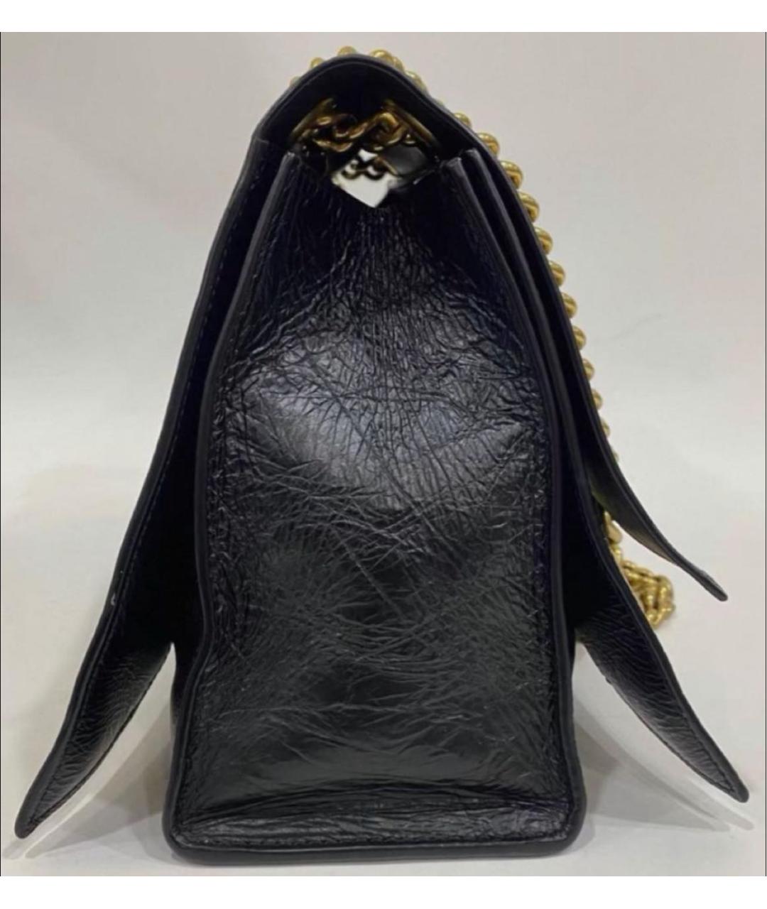 BALENCIAGA Черная кожаная сумка через плечо, фото 4