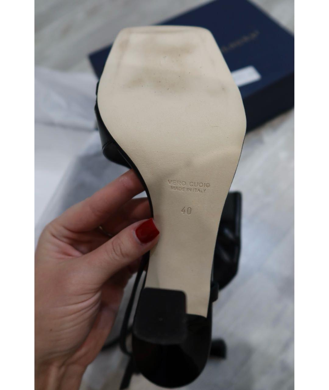 Principe di Bologna Черные кожаные босоножки, фото 4