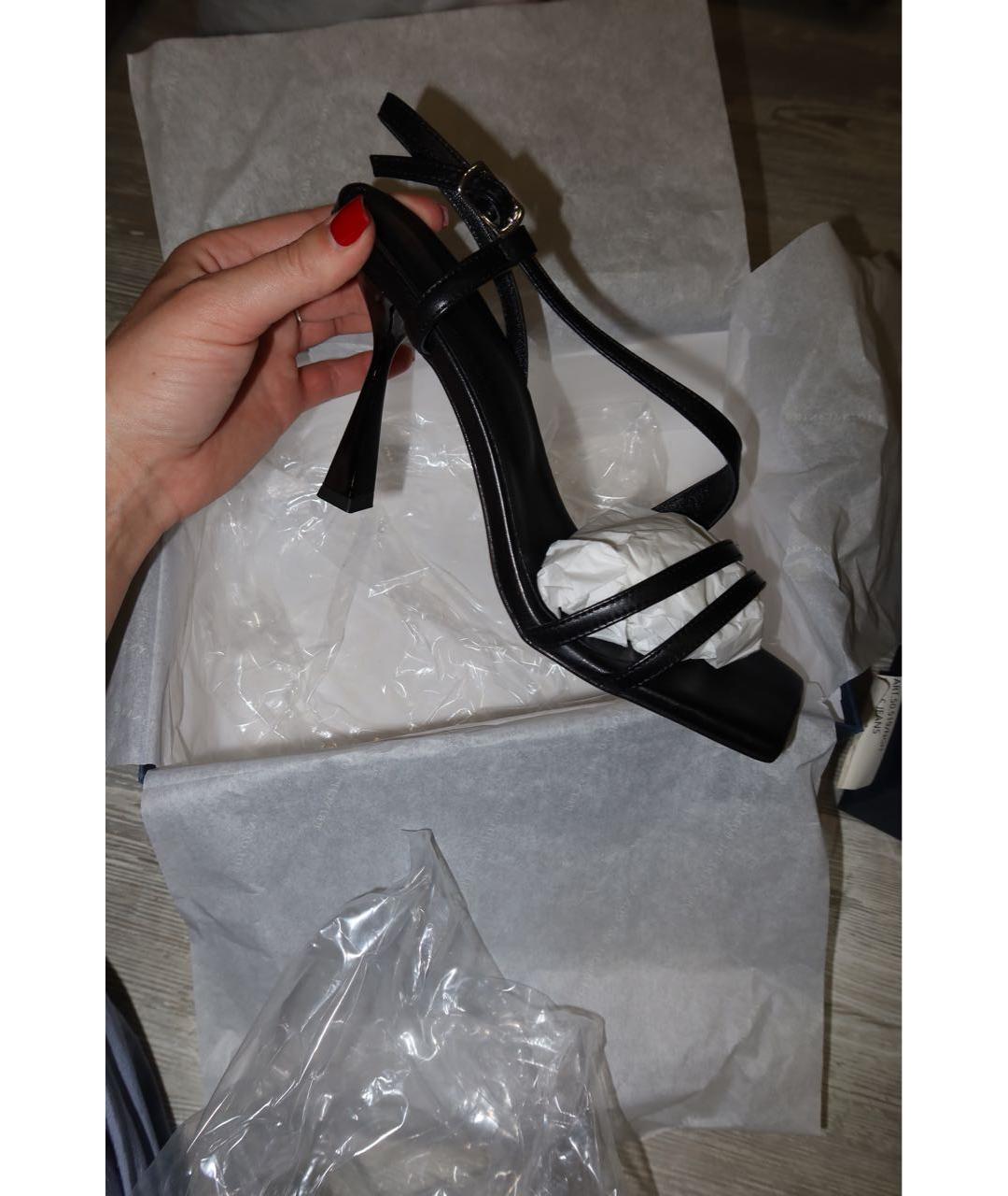 Principe di Bologna Черные кожаные босоножки, фото 6