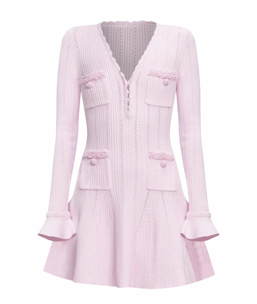 SELF-PORTRAIT Розовое вискозное повседневное платье, фото 4