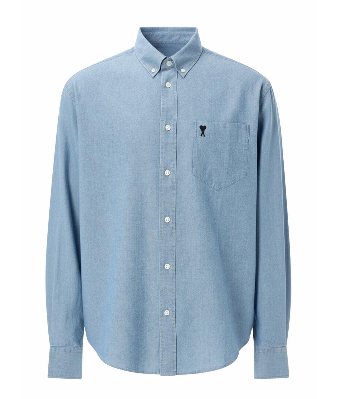 Ami Paris Синяя хлопковая кэжуал рубашка, фото 1