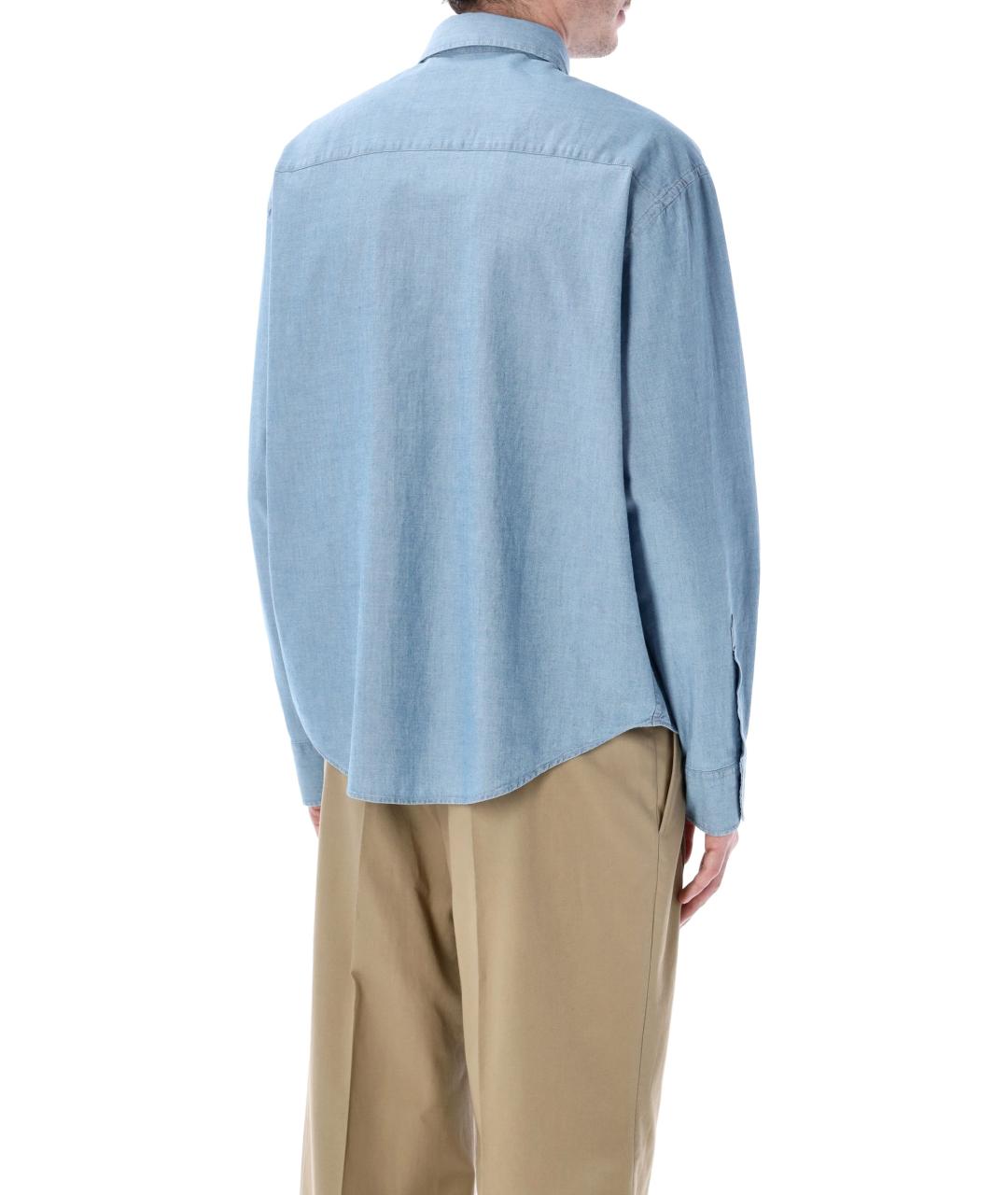 Ami Paris Синяя хлопковая кэжуал рубашка, фото 2