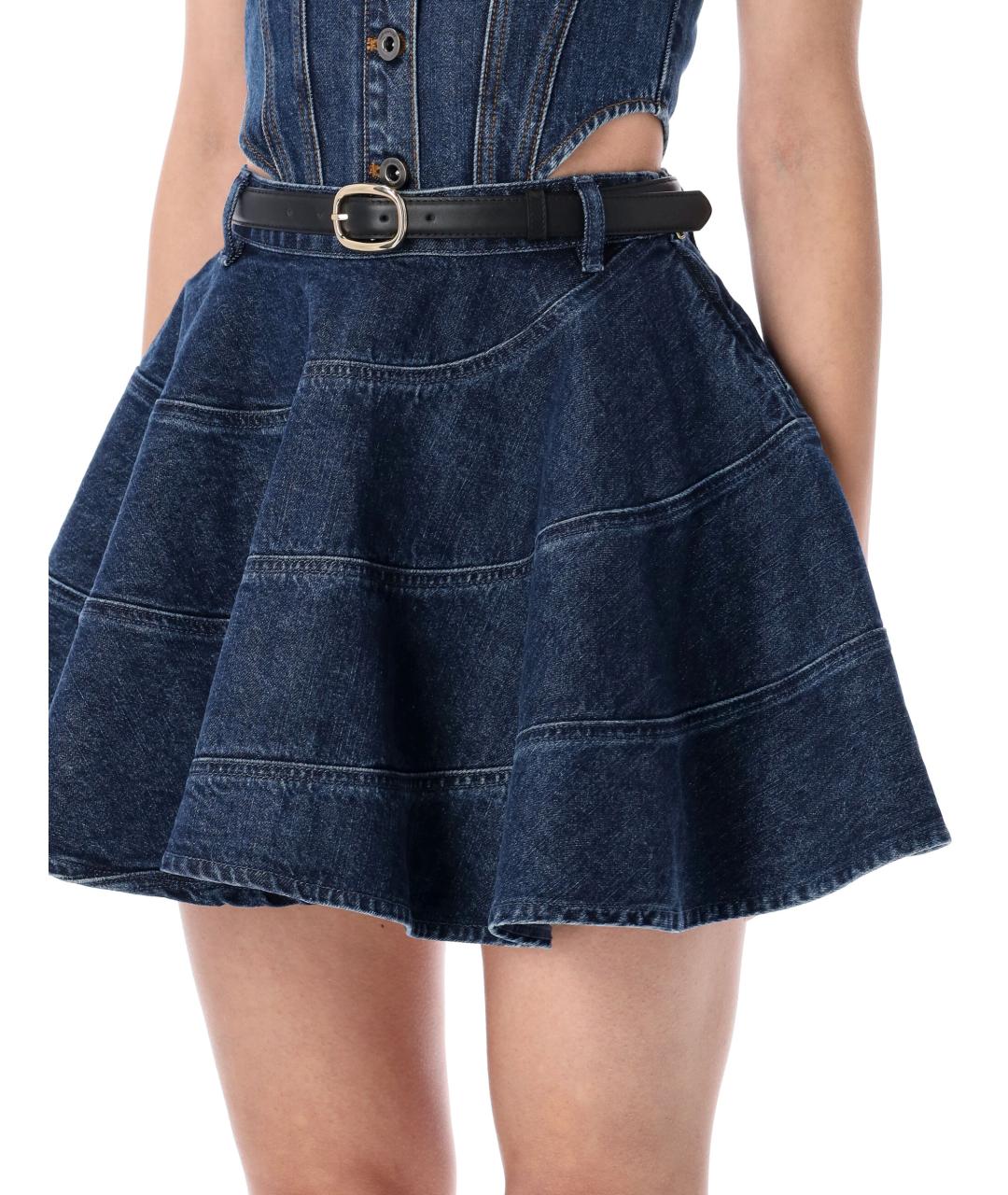 SELF-PORTRAIT Синяя хлопковая юбка мини, фото 3