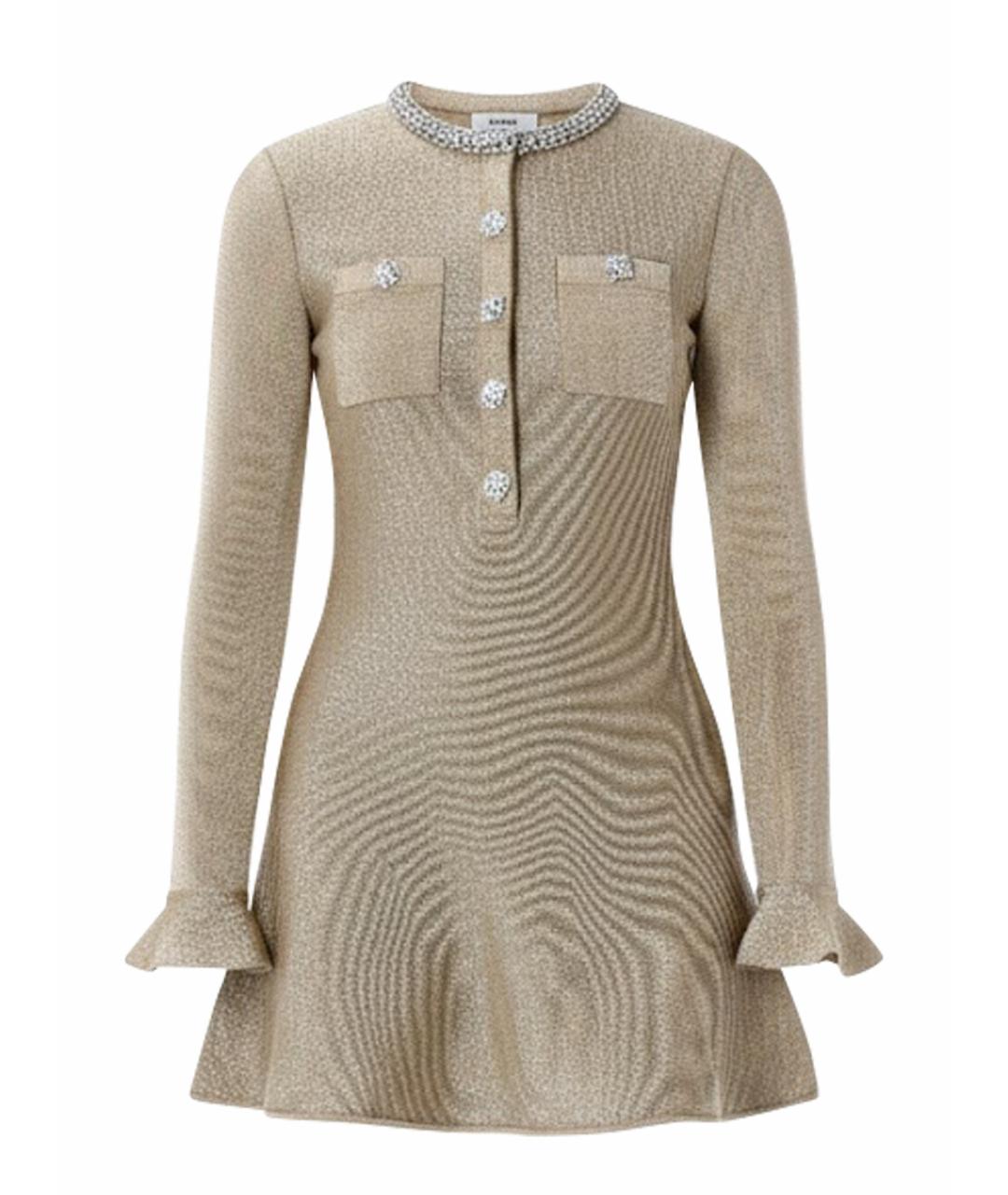 SELF-PORTRAIT Золотое хлопковое повседневное платье, фото 1