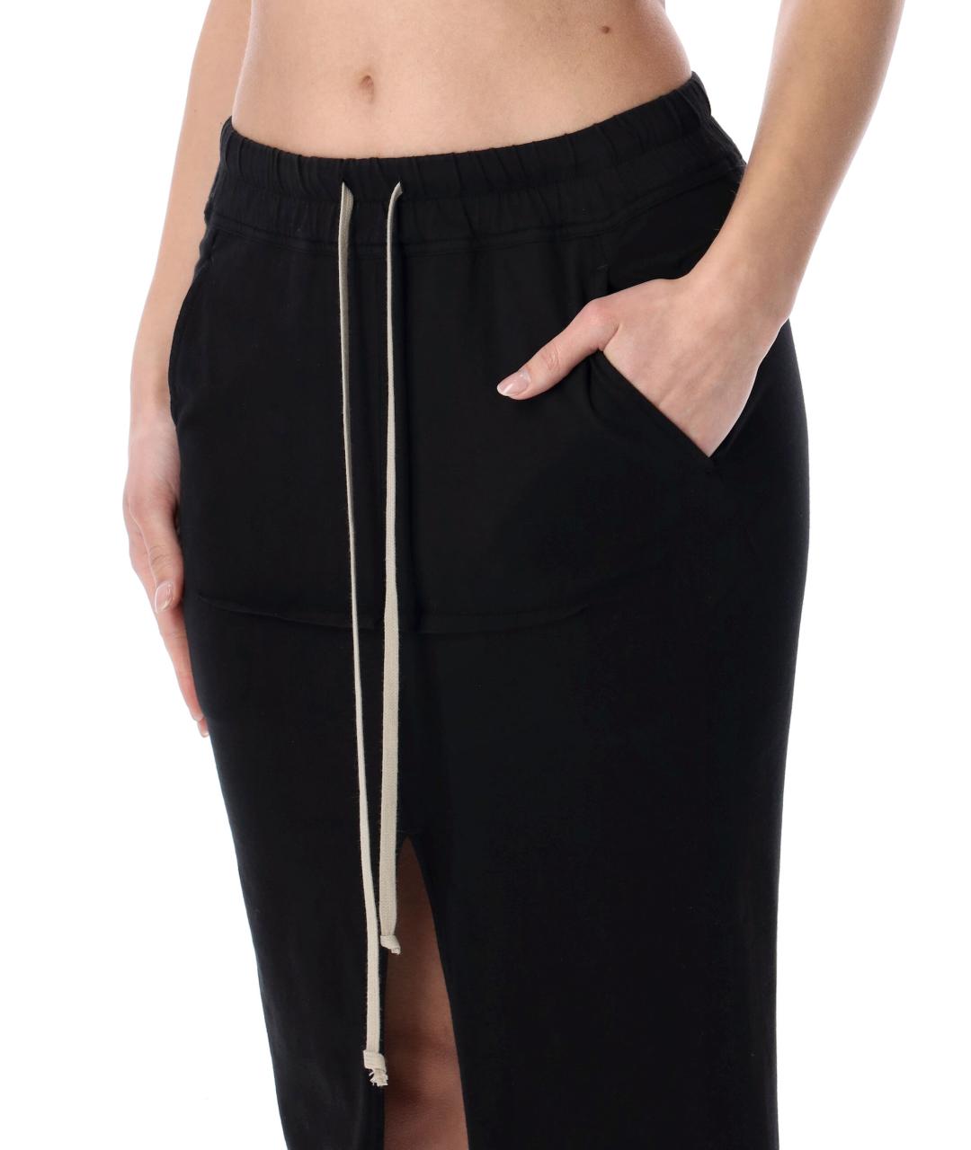 RICK OWENS Черная хлопковая юбка макси, фото 3