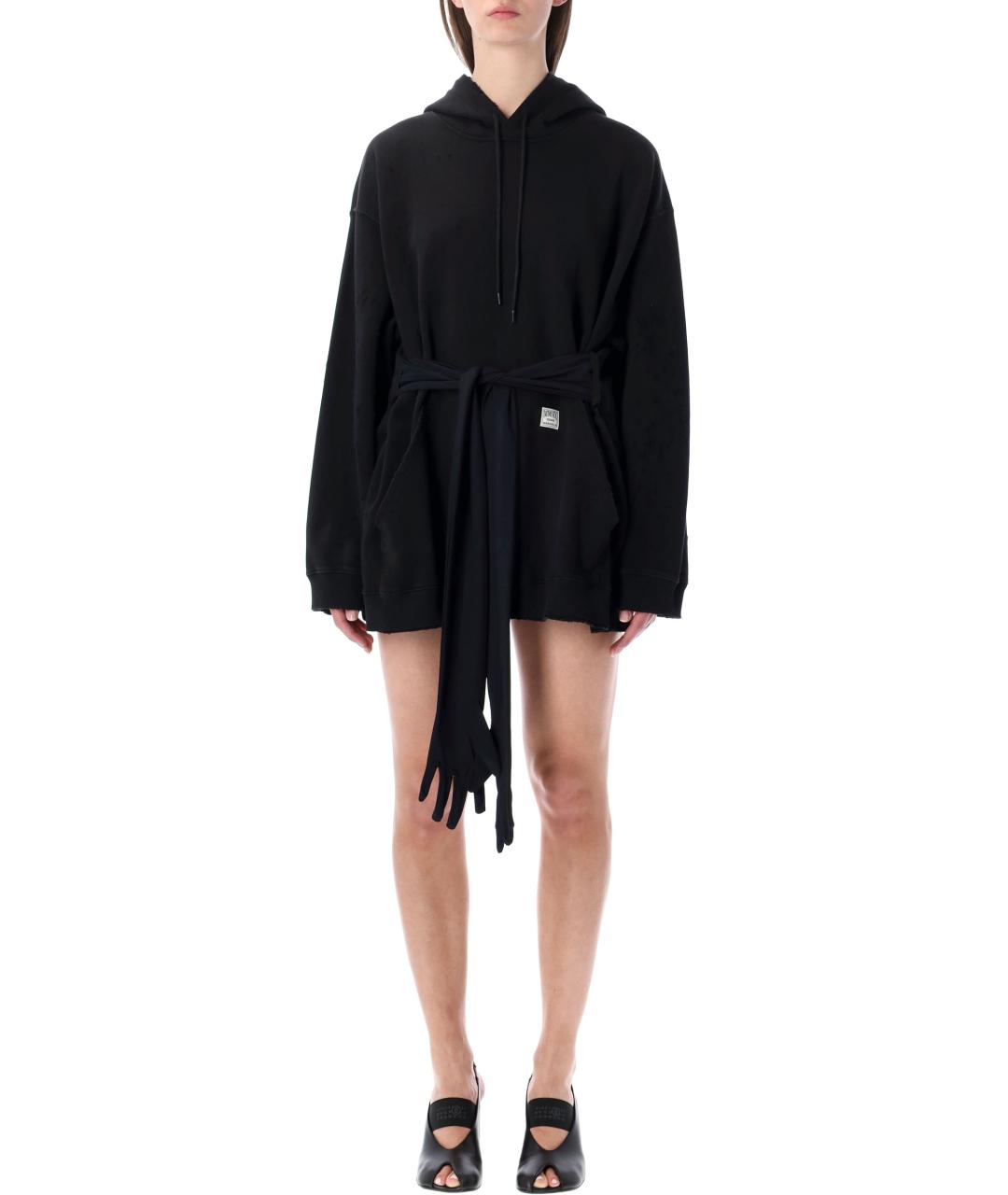 MM6 MAISON MARGIELA Черное хлопковое повседневное платье, фото 2