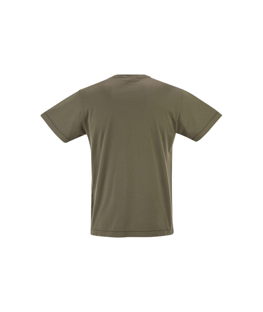 STONE ISLAND Хаки хлопковая футболка, фото 2
