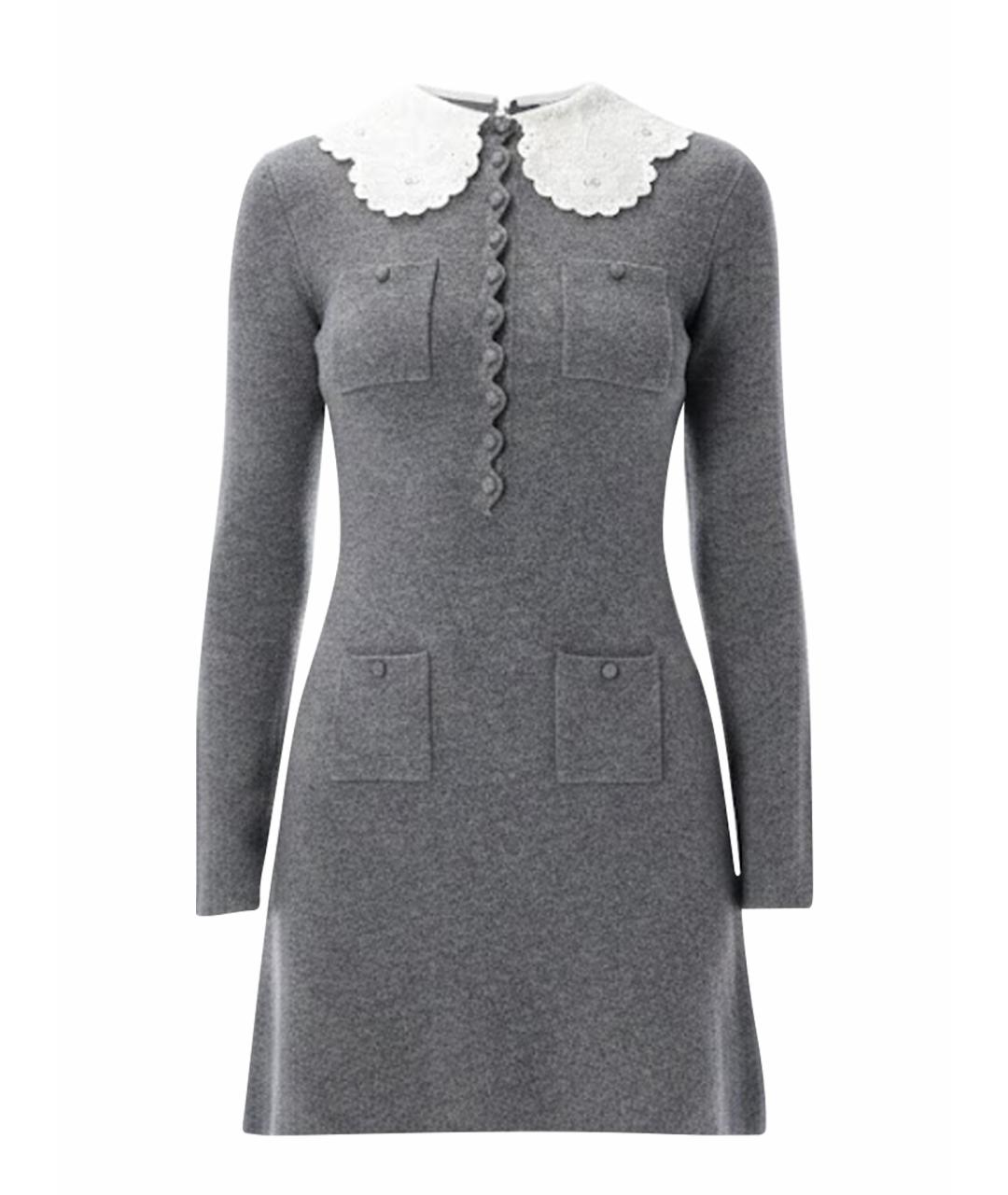 SELF-PORTRAIT Серое хлопковое повседневное платье, фото 1