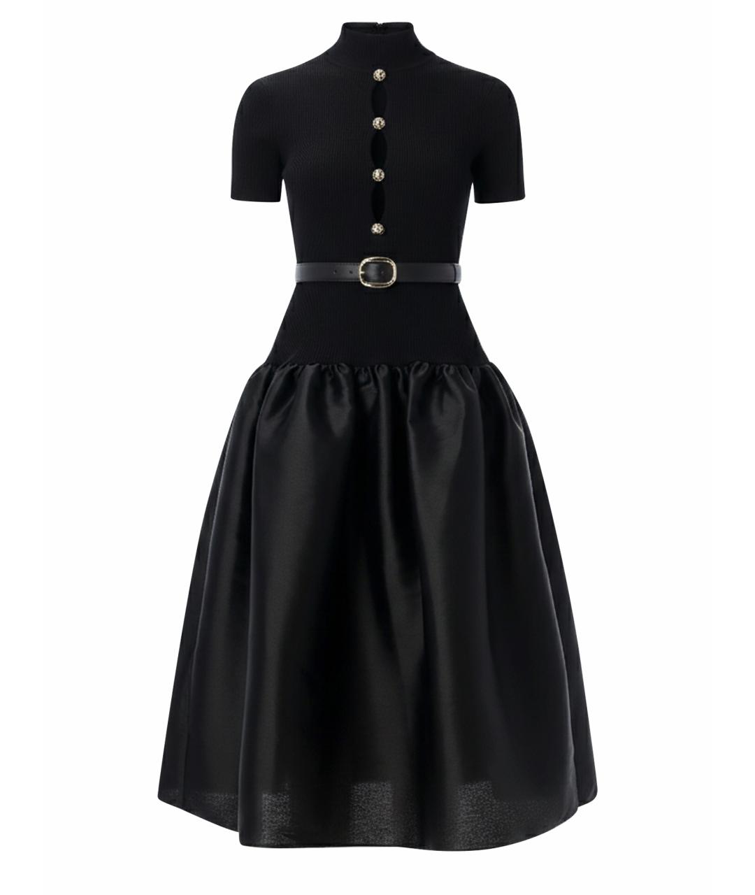 SELF-PORTRAIT Черное вискозное повседневное платье, фото 1