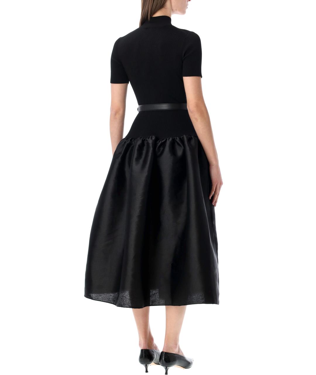 SELF-PORTRAIT Черное вискозное повседневное платье, фото 2