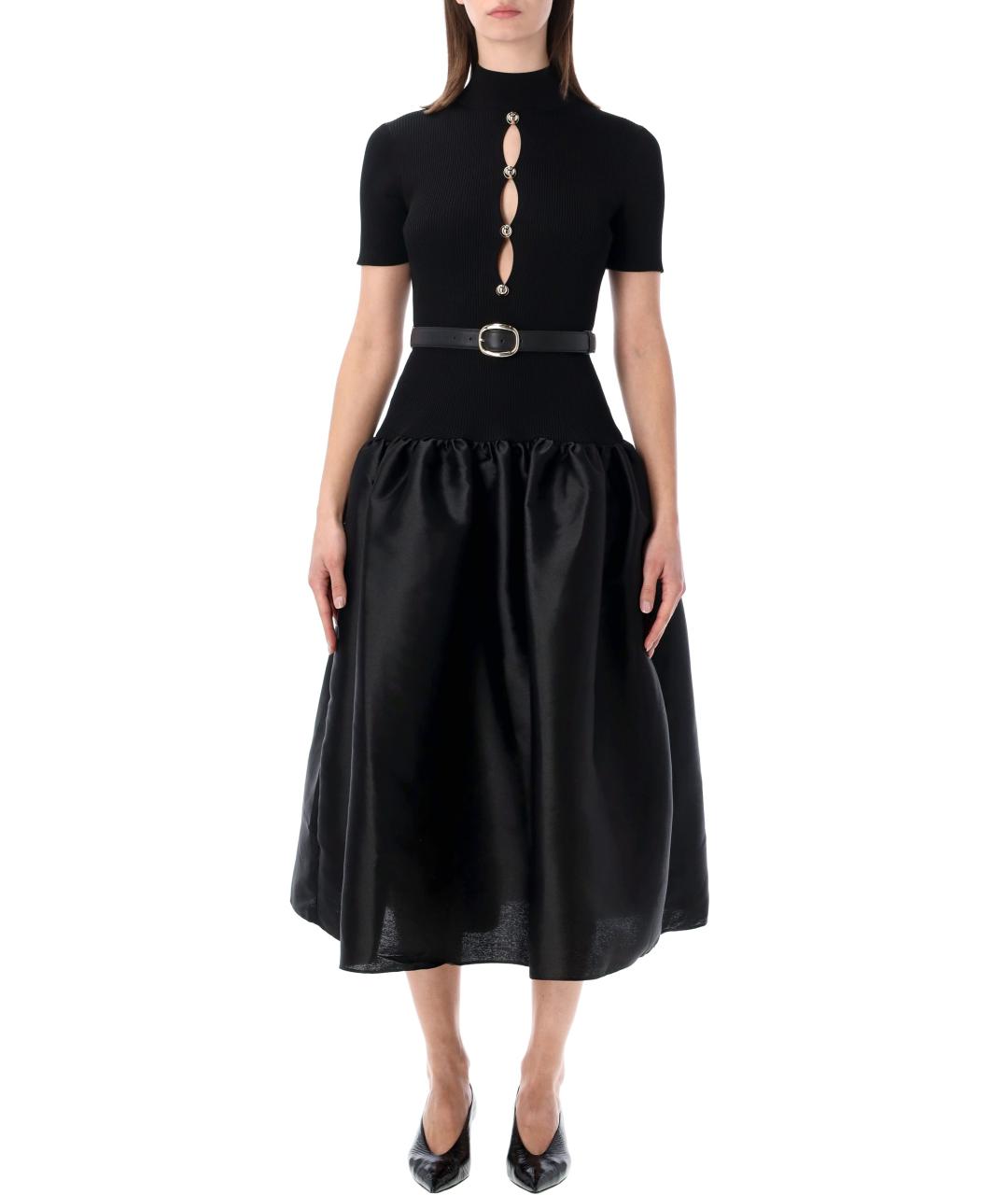 SELF-PORTRAIT Черное вискозное повседневное платье, фото 4