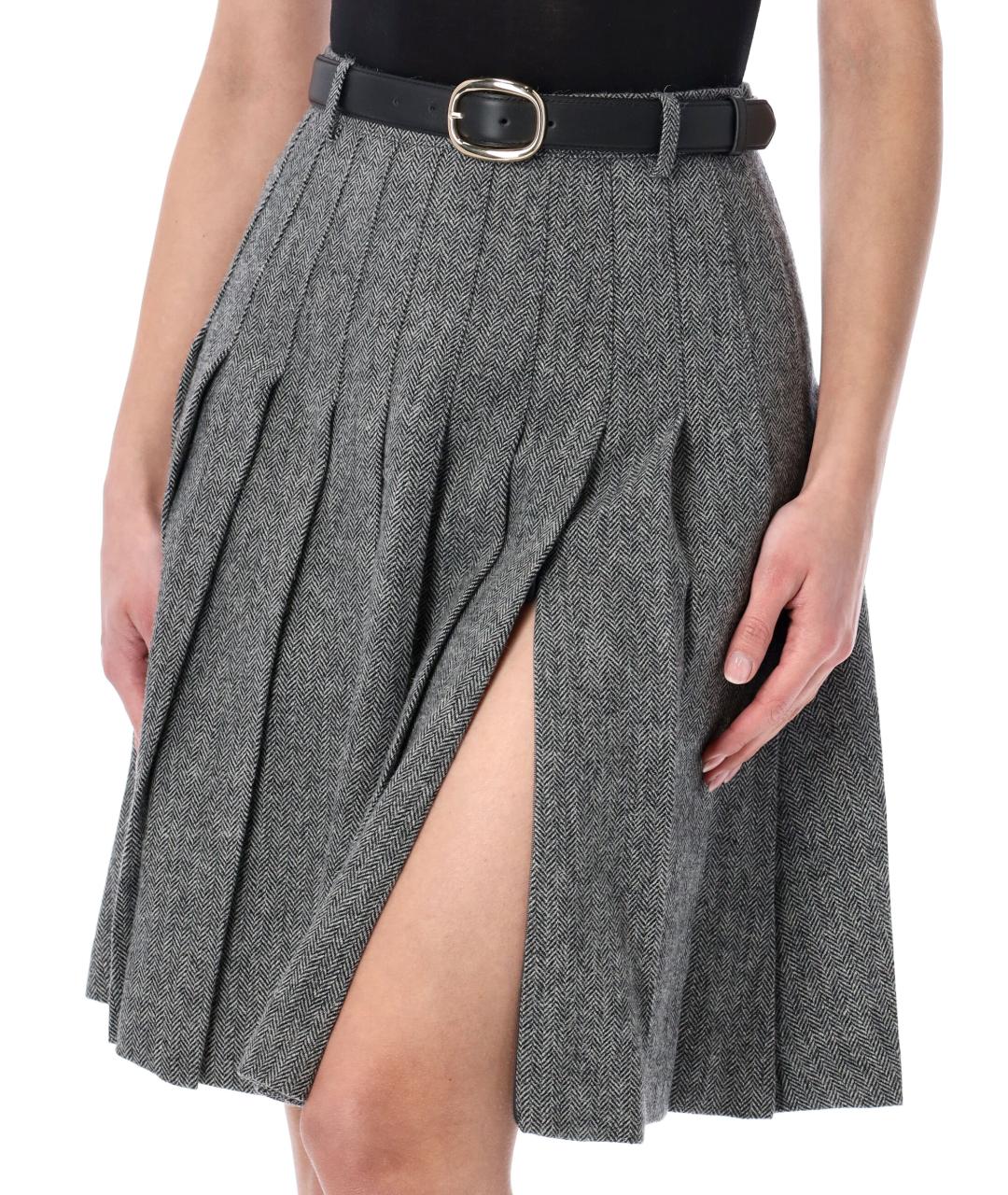 SELF-PORTRAIT Серая шерстяная юбка мини, фото 3