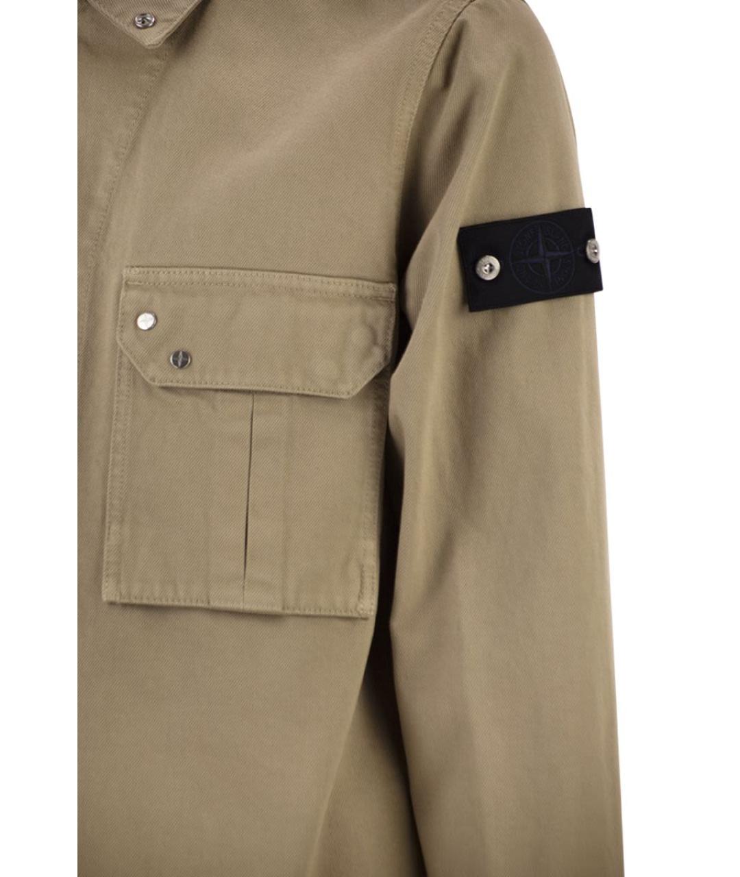 STONE ISLAND Бежевая хлопковая кэжуал рубашка, фото 4