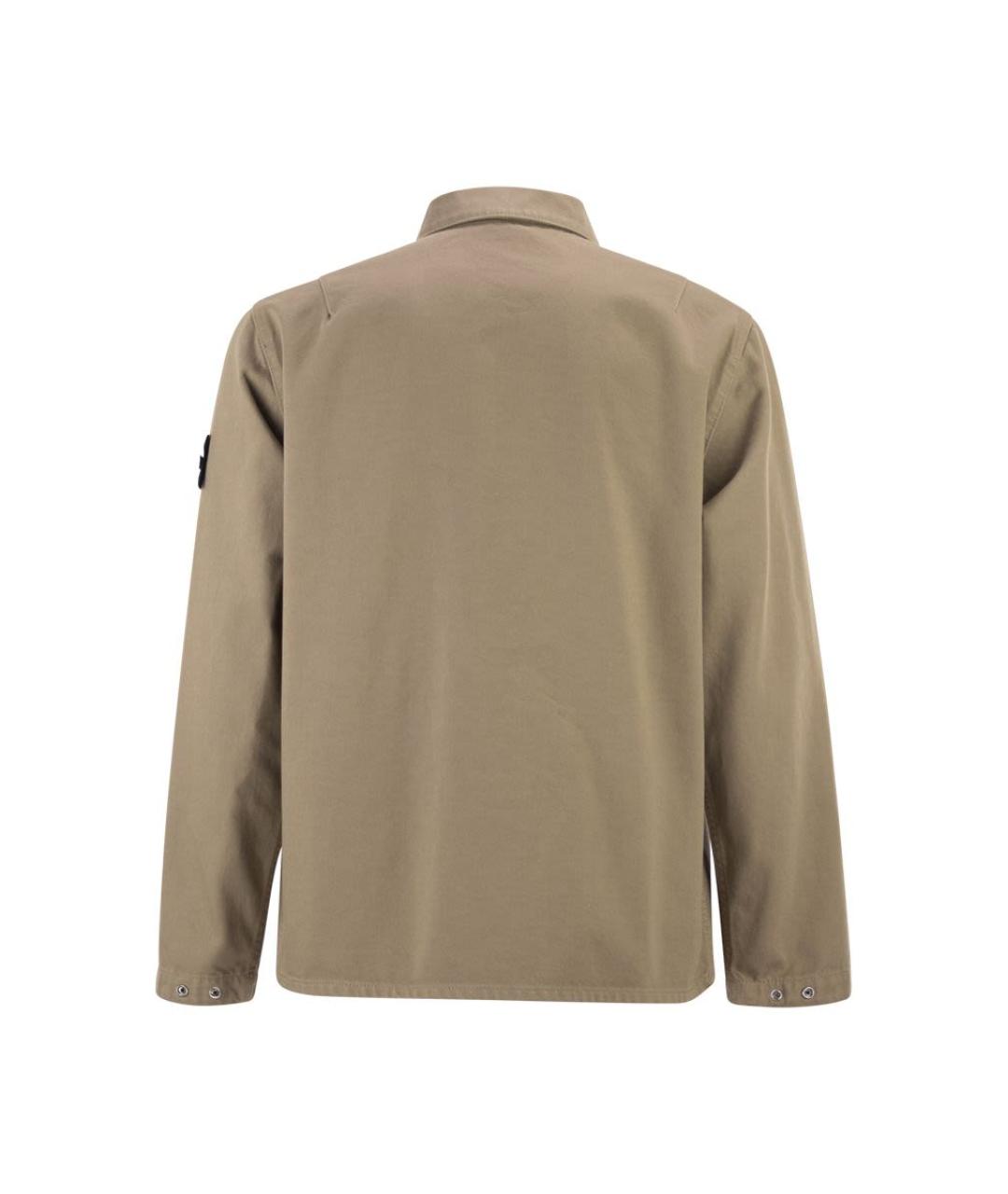 STONE ISLAND Бежевая хлопковая кэжуал рубашка, фото 2