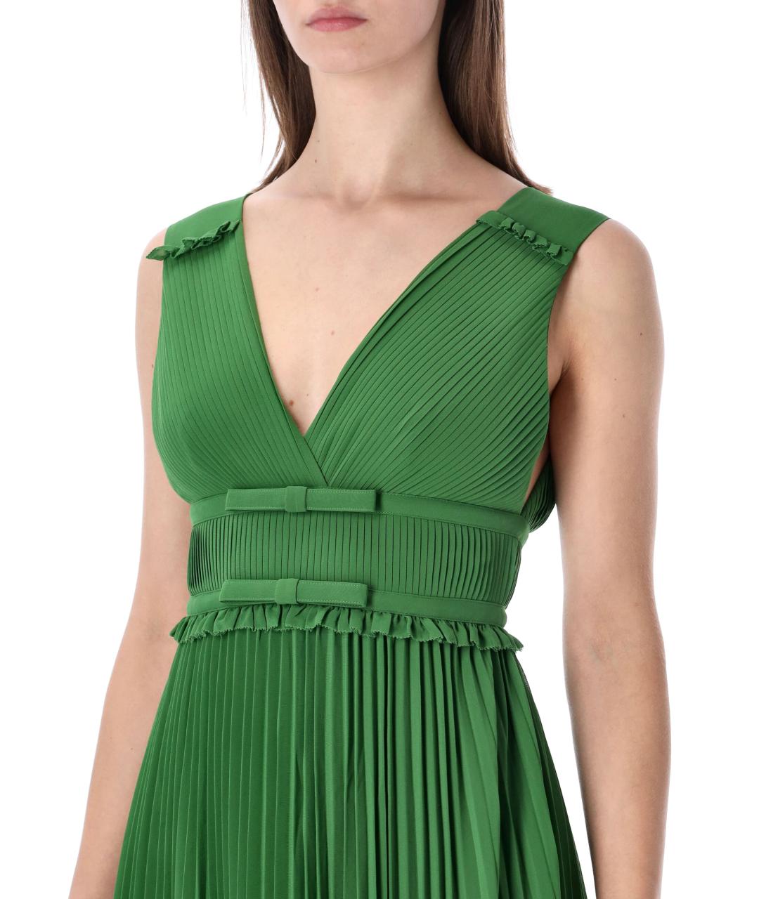 SELF-PORTRAIT Зеленые полиэстеровое повседневное платье, фото 3