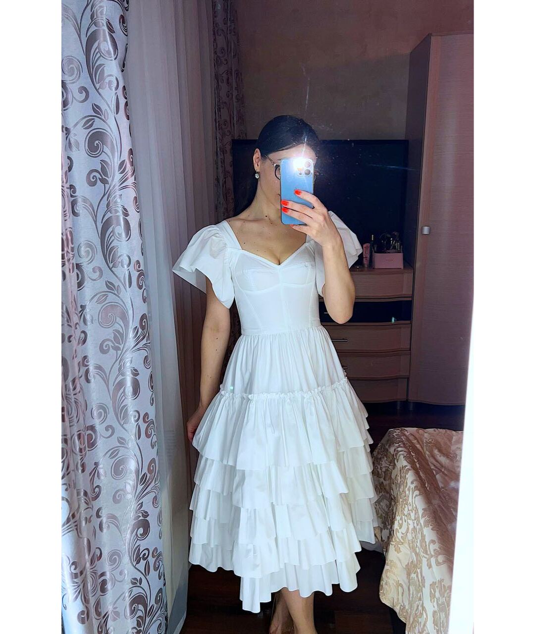 DOLCE&GABBANA Белое хлопковое повседневное платье, фото 3
