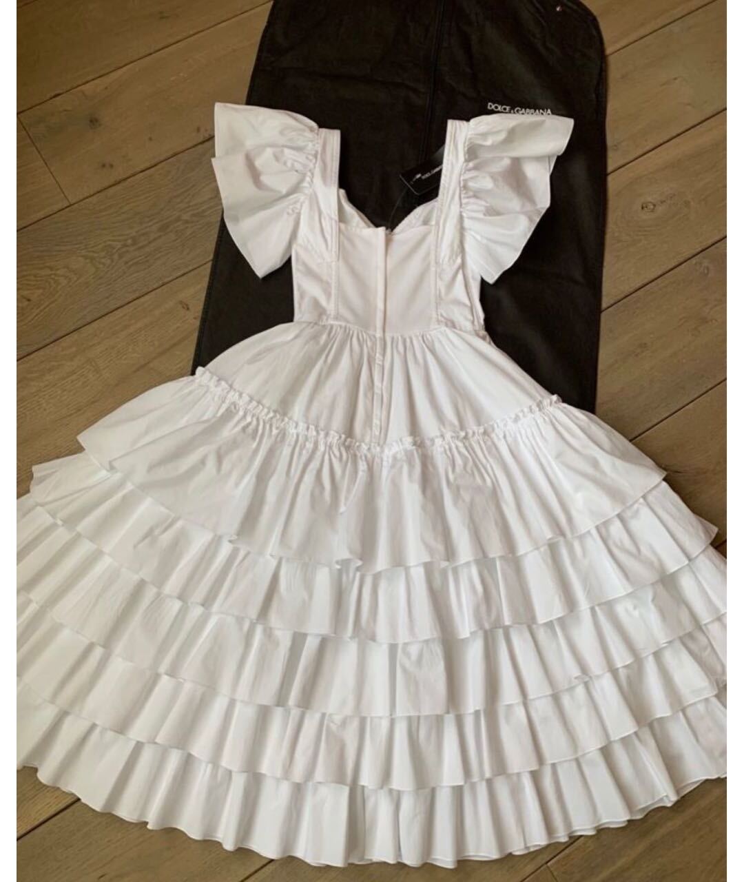 DOLCE&GABBANA Белое хлопковое повседневное платье, фото 8