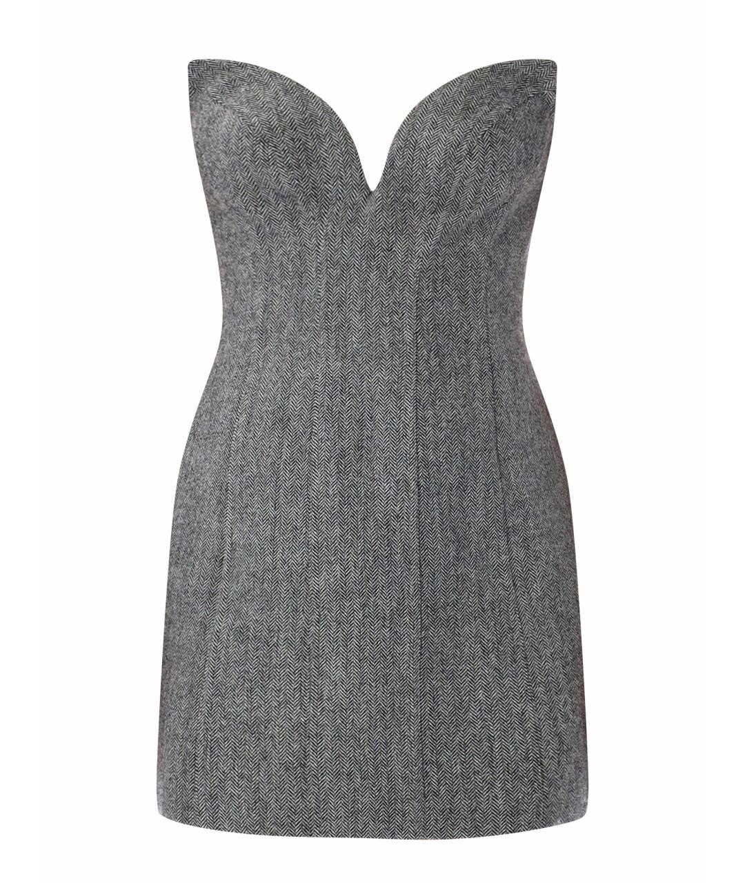 SELF-PORTRAIT Серое шерстяное повседневное платье, фото 1