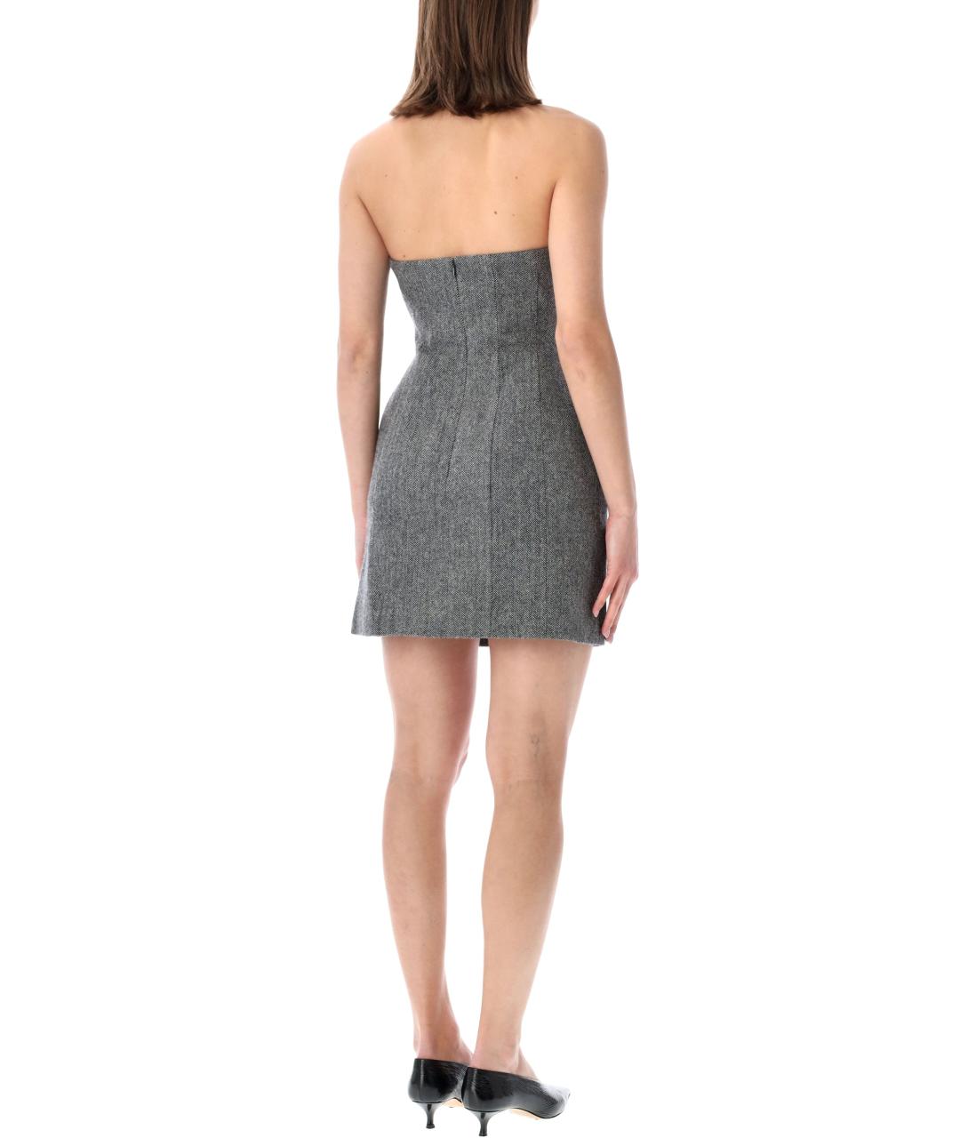 SELF-PORTRAIT Серое шерстяное повседневное платье, фото 2