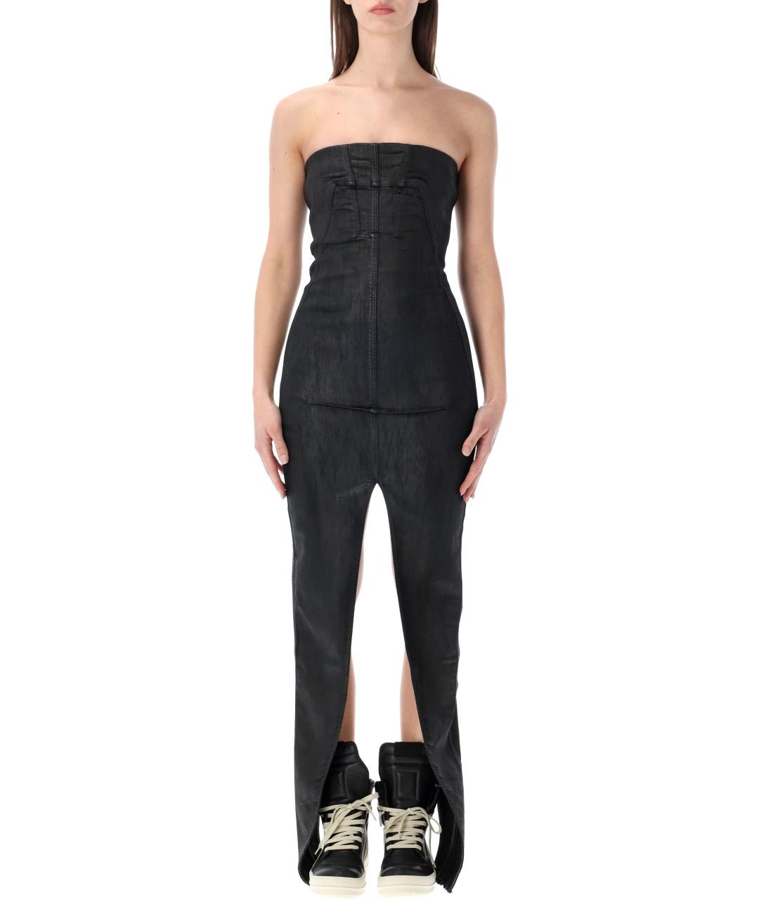 RICK OWENS Черное хлопковое повседневное платье, фото 4