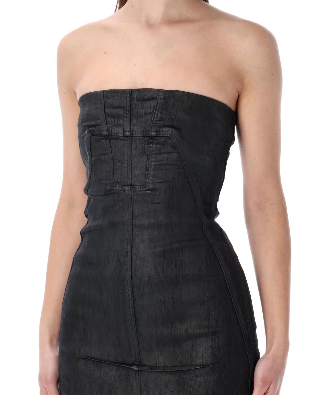 RICK OWENS Черное хлопковое повседневное платье, фото 3