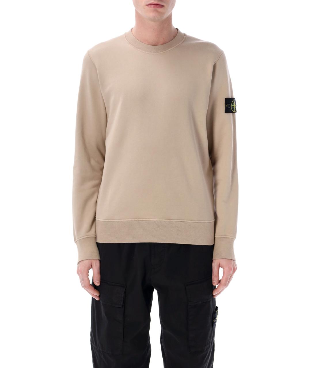 STONE ISLAND Бежевый хлопковый джемпер / свитер, фото 1