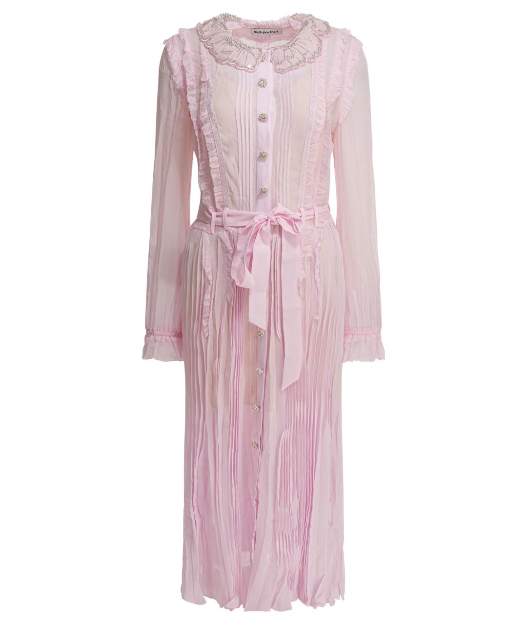SELF-PORTRAIT Розовое вискозное повседневное платье, фото 1