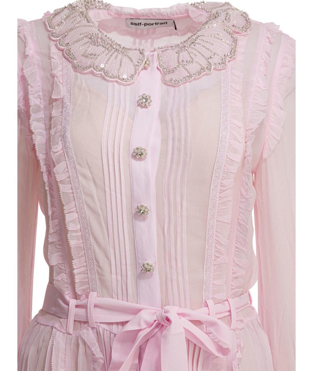 SELF-PORTRAIT Розовое вискозное повседневное платье, фото 3