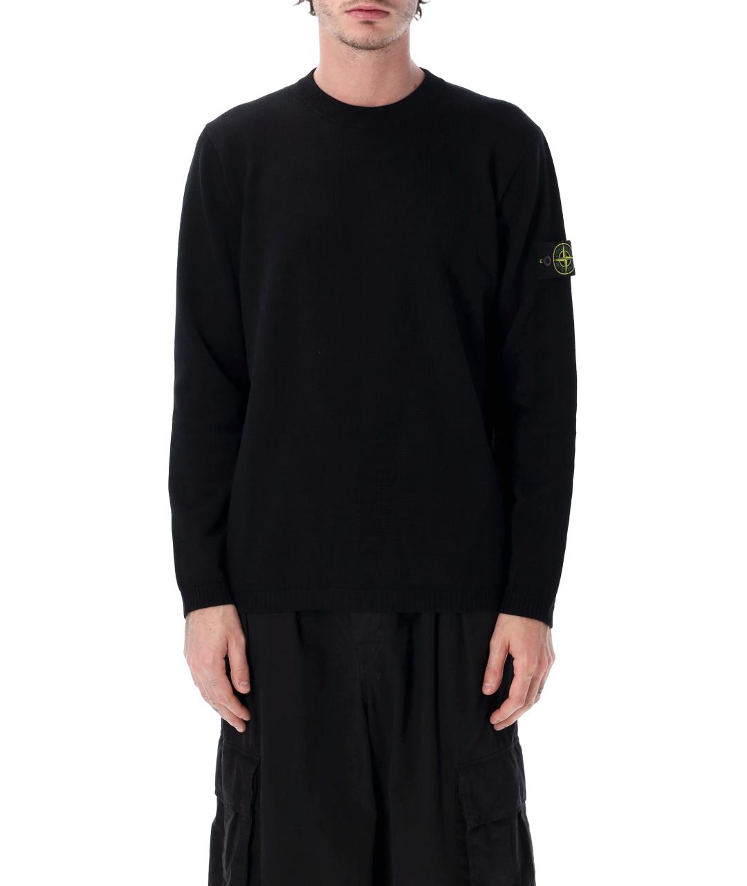 STONE ISLAND Черный хлопковый джемпер / свитер, фото 1