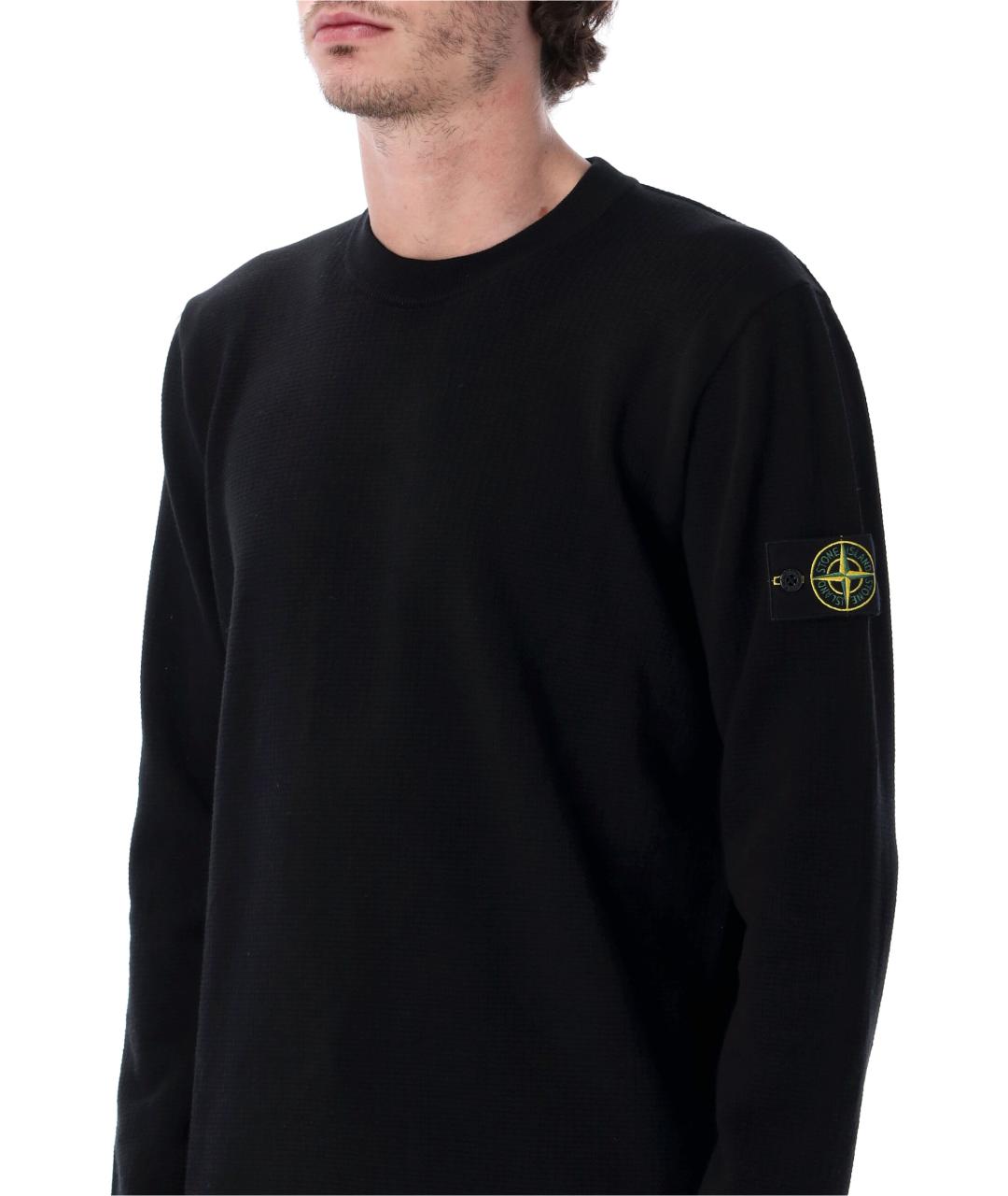 STONE ISLAND Черный хлопковый джемпер / свитер, фото 3