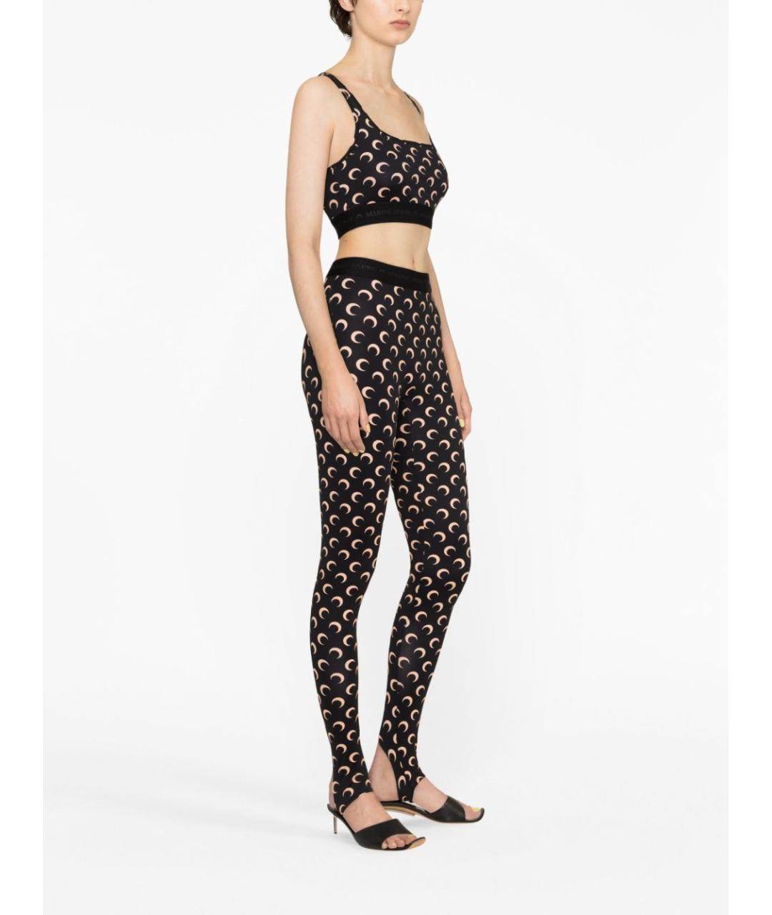 MARINE SERRE Черные полиамидовые леггинсы и велосипедки, фото 4