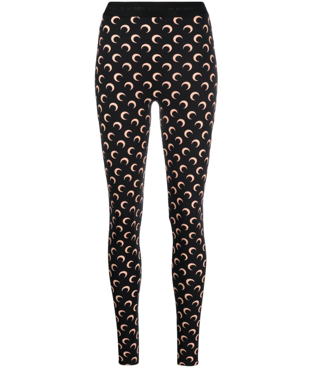 MARINE SERRE Черные полиамидовые леггинсы и велосипедки, фото 1