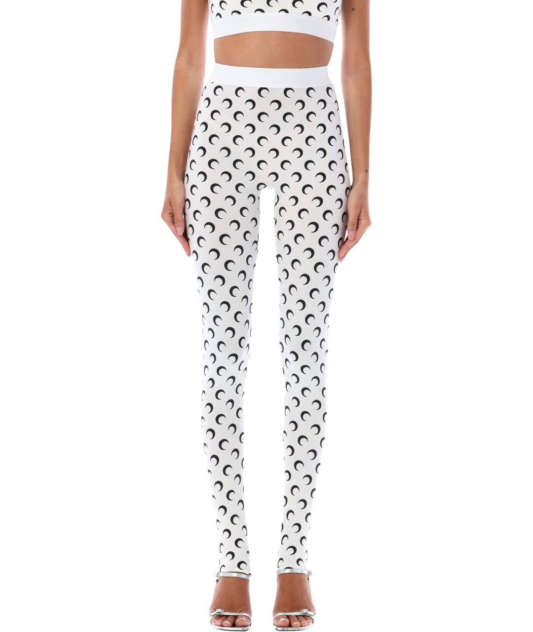 MARINE SERRE Белые полиамидовые леггинсы и велосипедки, фото 4