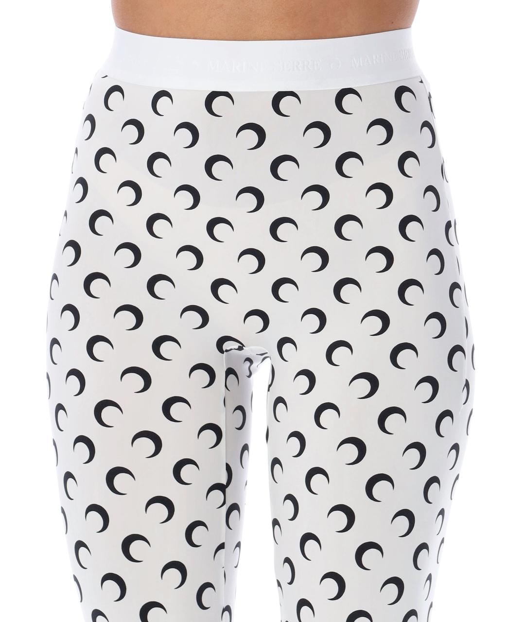 MARINE SERRE Белые полиамидовые леггинсы и велосипедки, фото 3