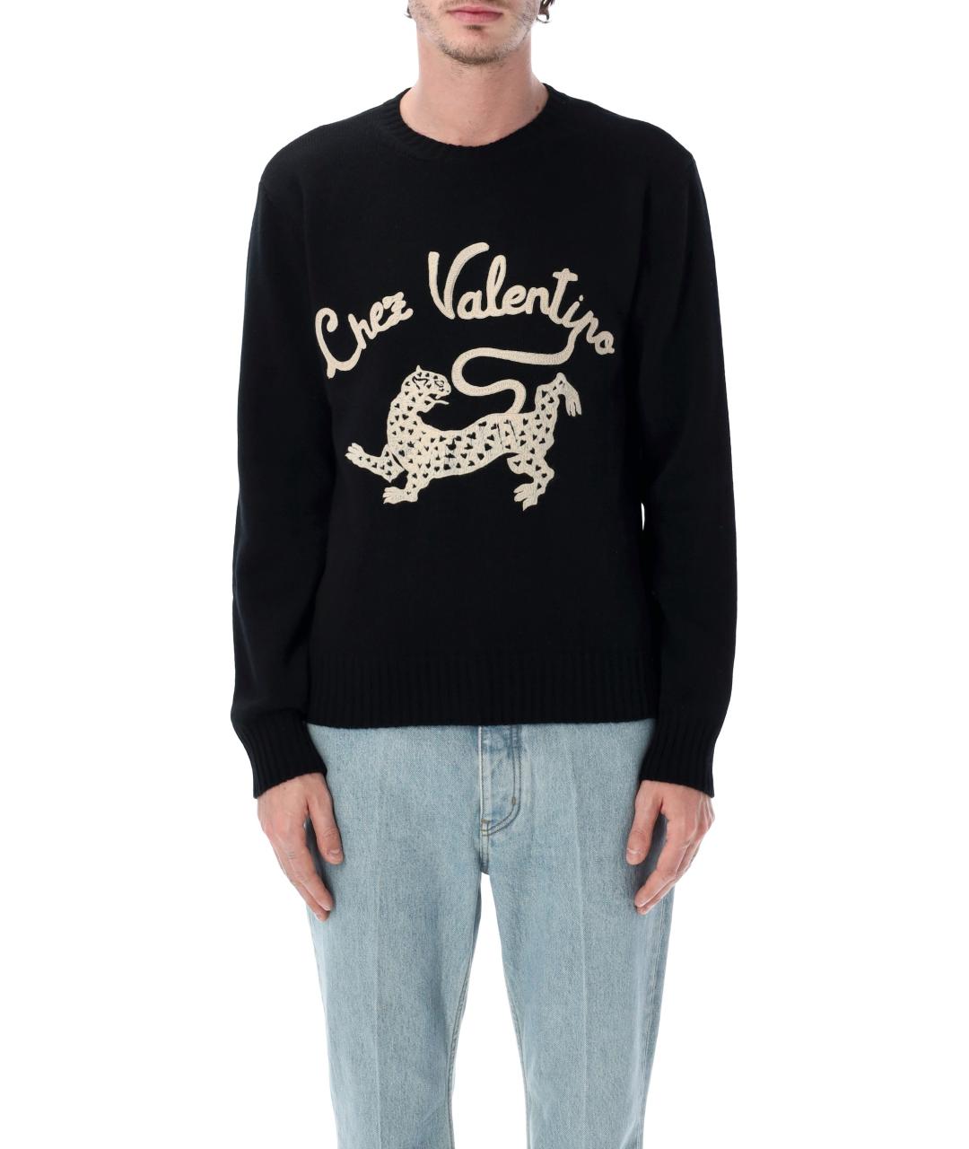 VALENTINO Черный шерстяной джемпер / свитер, фото 1