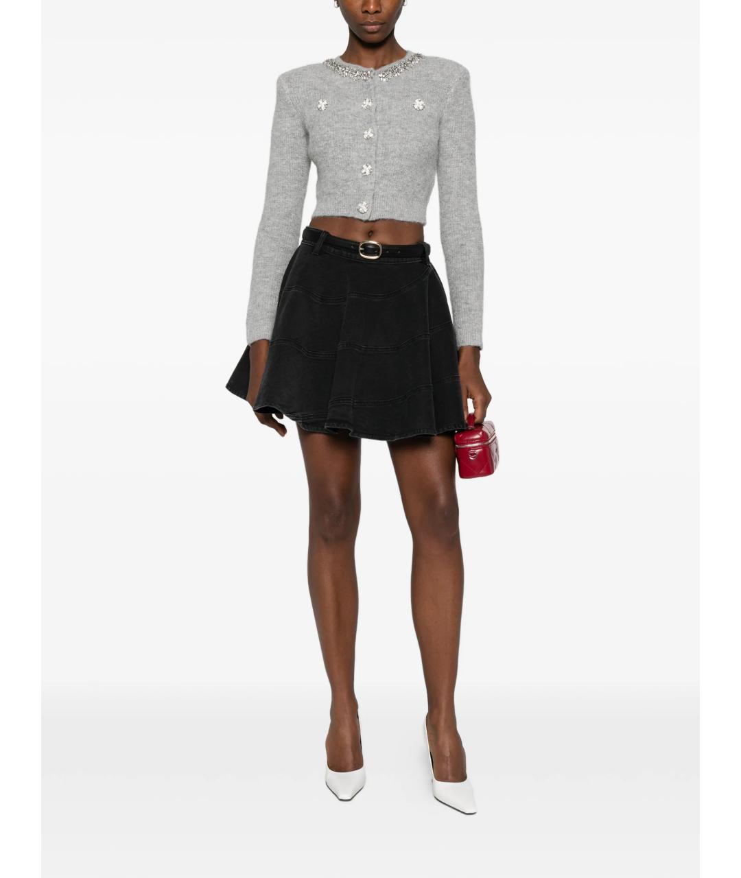 SELF-PORTRAIT Серый полиэстеровый кардиган, фото 2