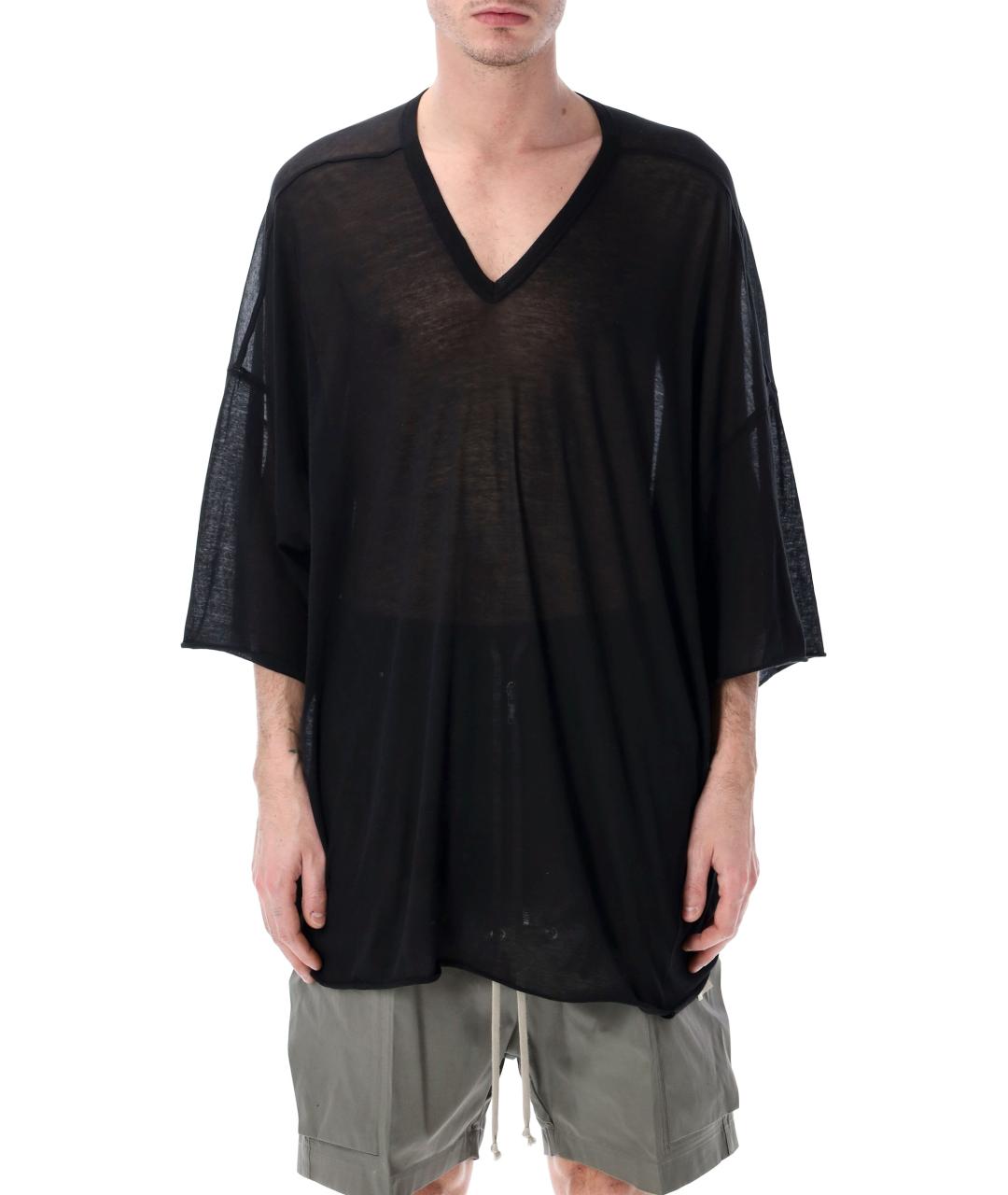 RICK OWENS Черная хлопковая футболка, фото 1