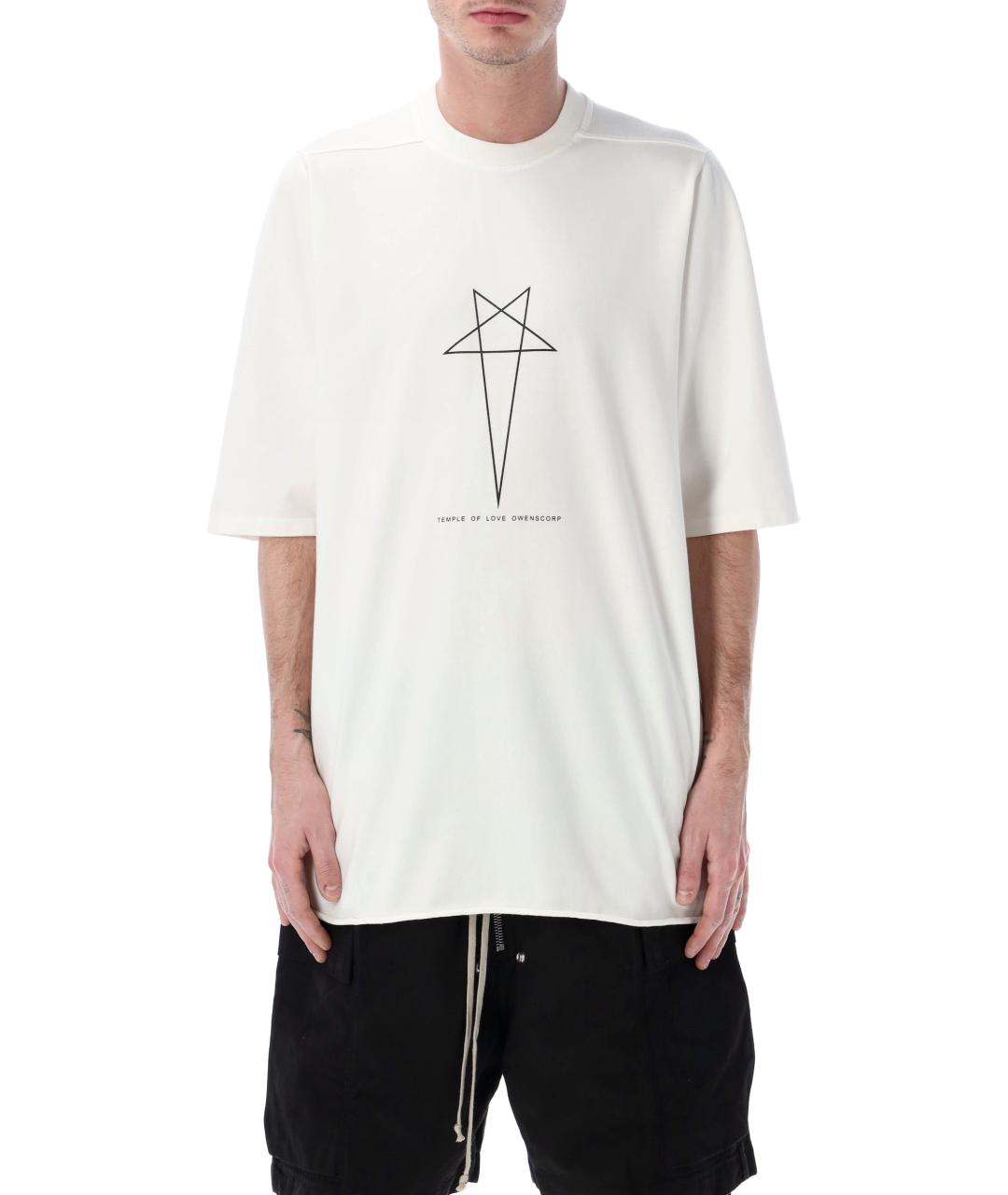 RICK OWENS Белая хлопковая футболка, фото 1