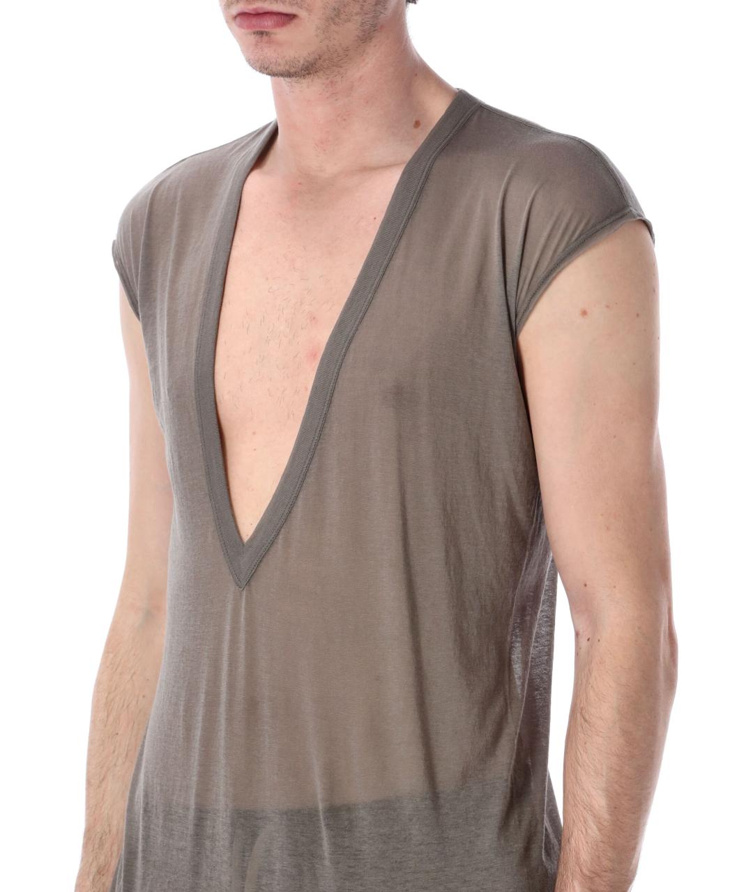 RICK OWENS Серая хлопковая майка, фото 3