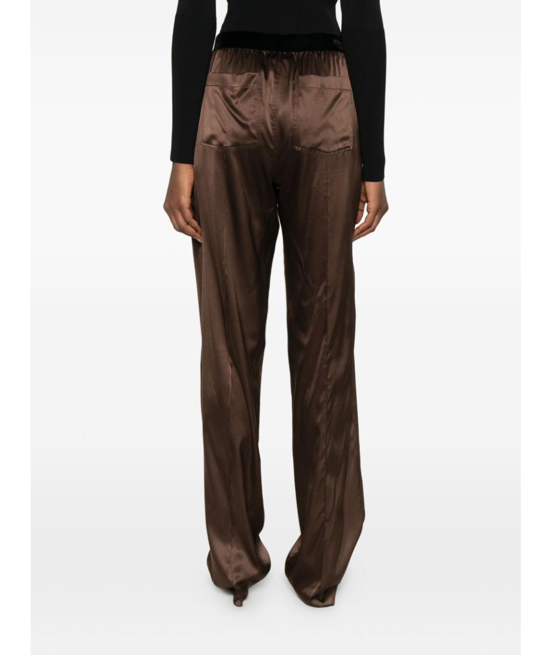 TOM FORD Коричневые шелковые прямые брюки, фото 3