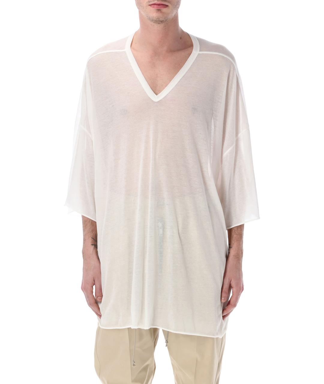 RICK OWENS Белая хлопковая футболка, фото 1