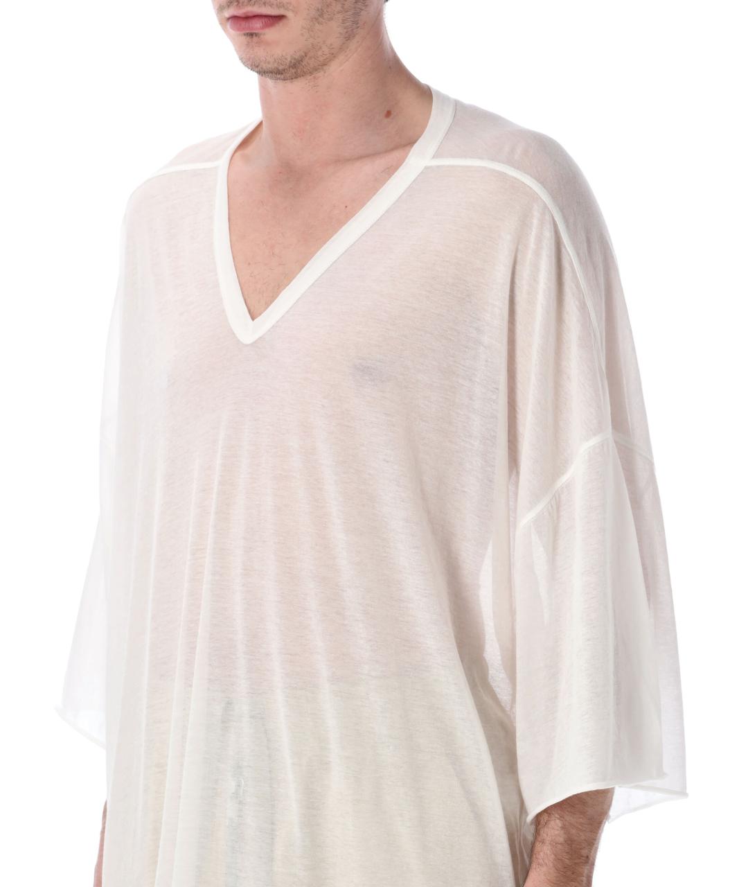 RICK OWENS Белая хлопковая футболка, фото 3