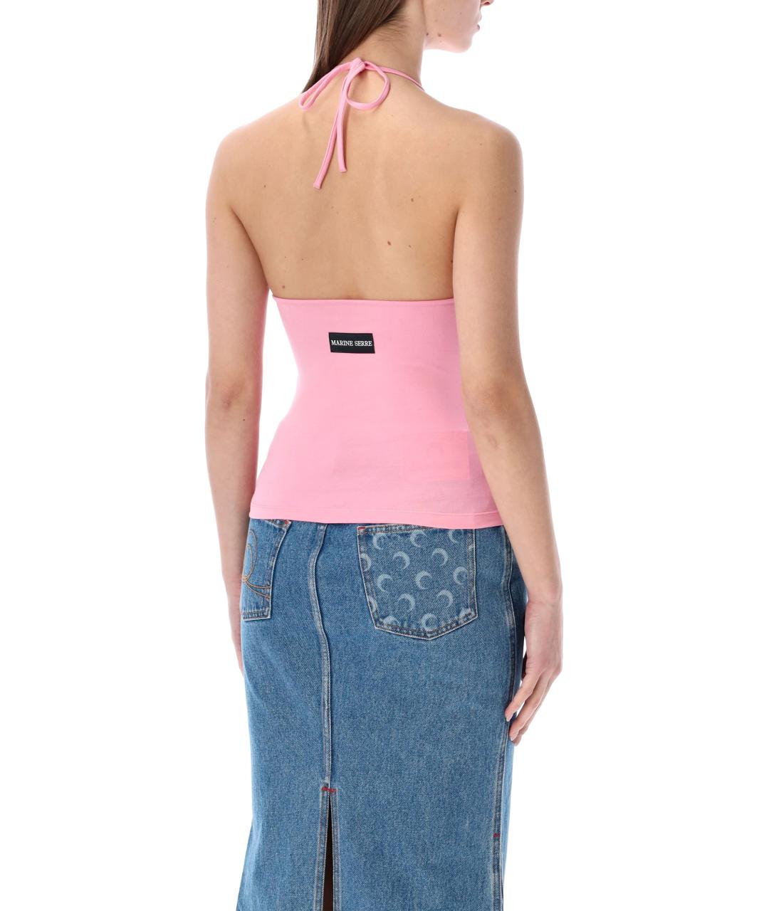 MARINE SERRE Розовая хлопковая майка, фото 2