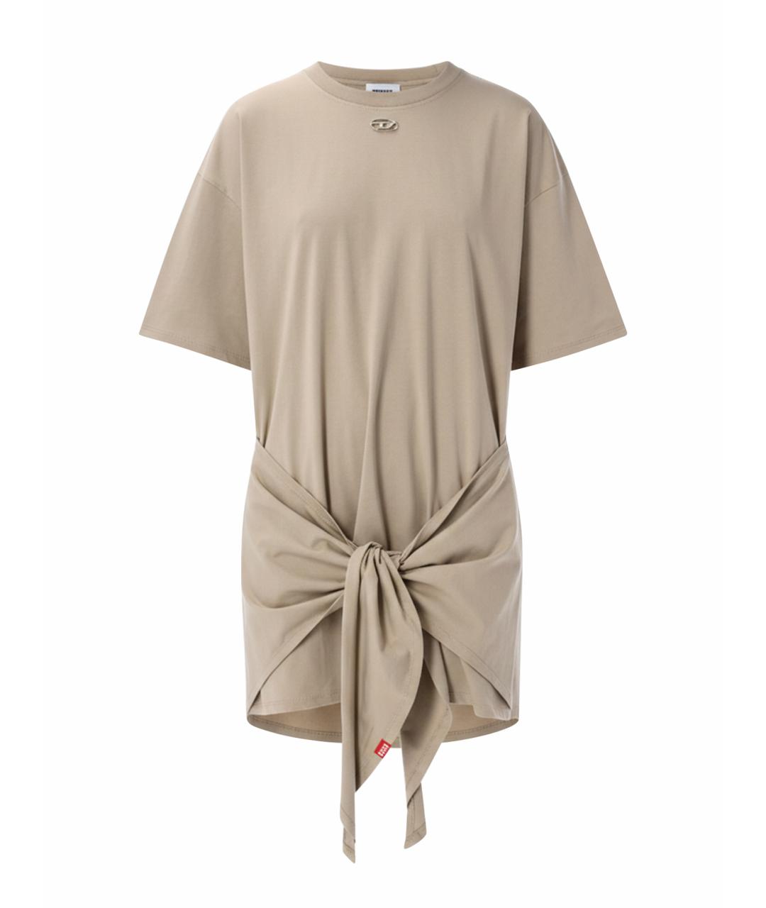 DIESEL Бежевое хлопковое повседневное платье, фото 1