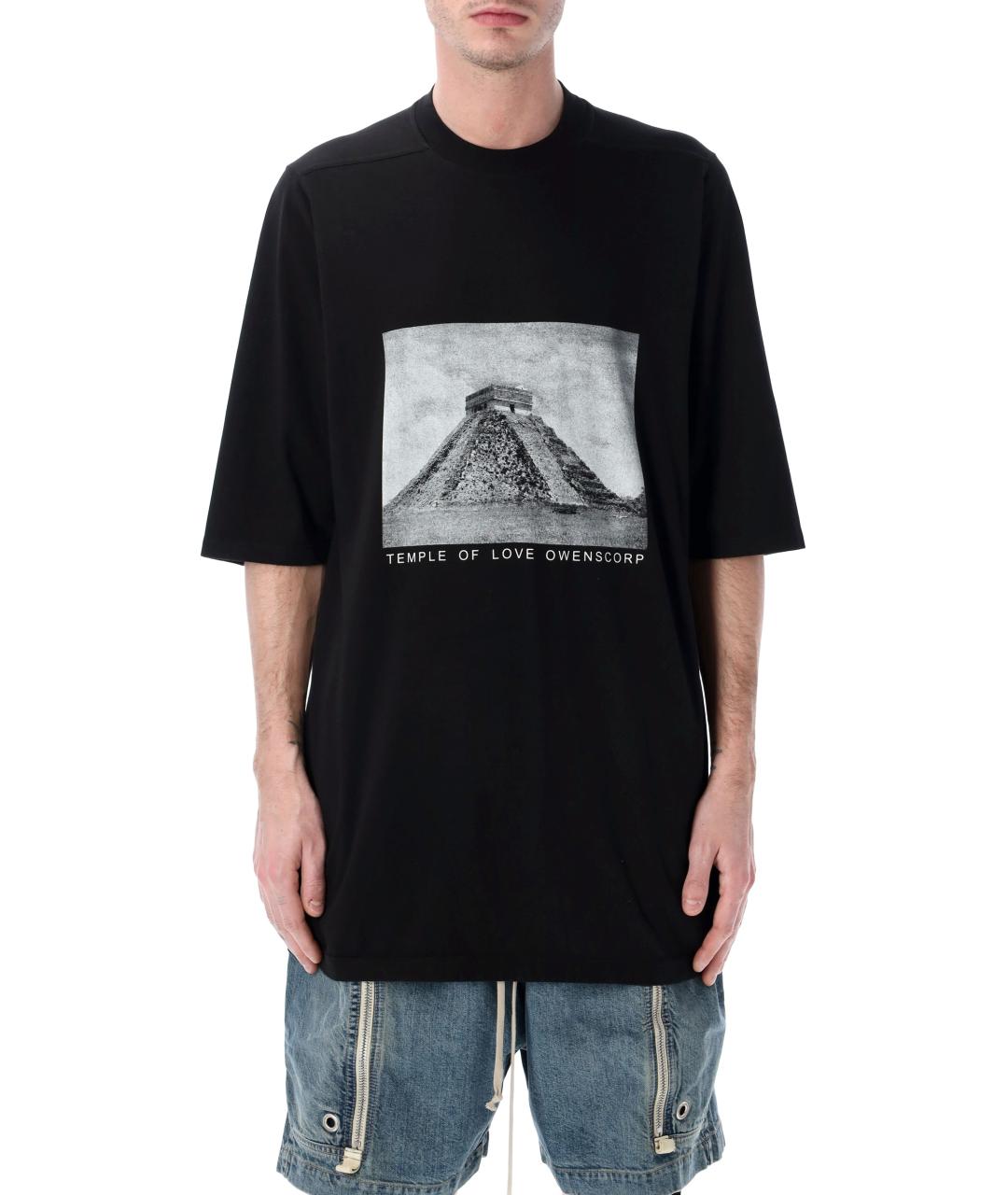 RICK OWENS Черная хлопковая футболка, фото 1