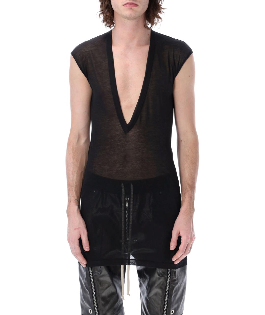 RICK OWENS Черная хлопковая майка, фото 1