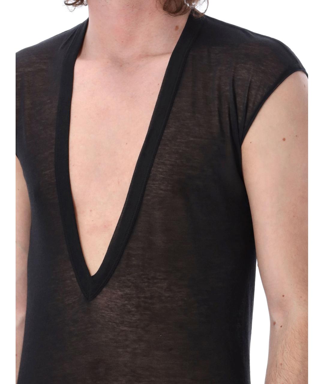 RICK OWENS Черная хлопковая майка, фото 3