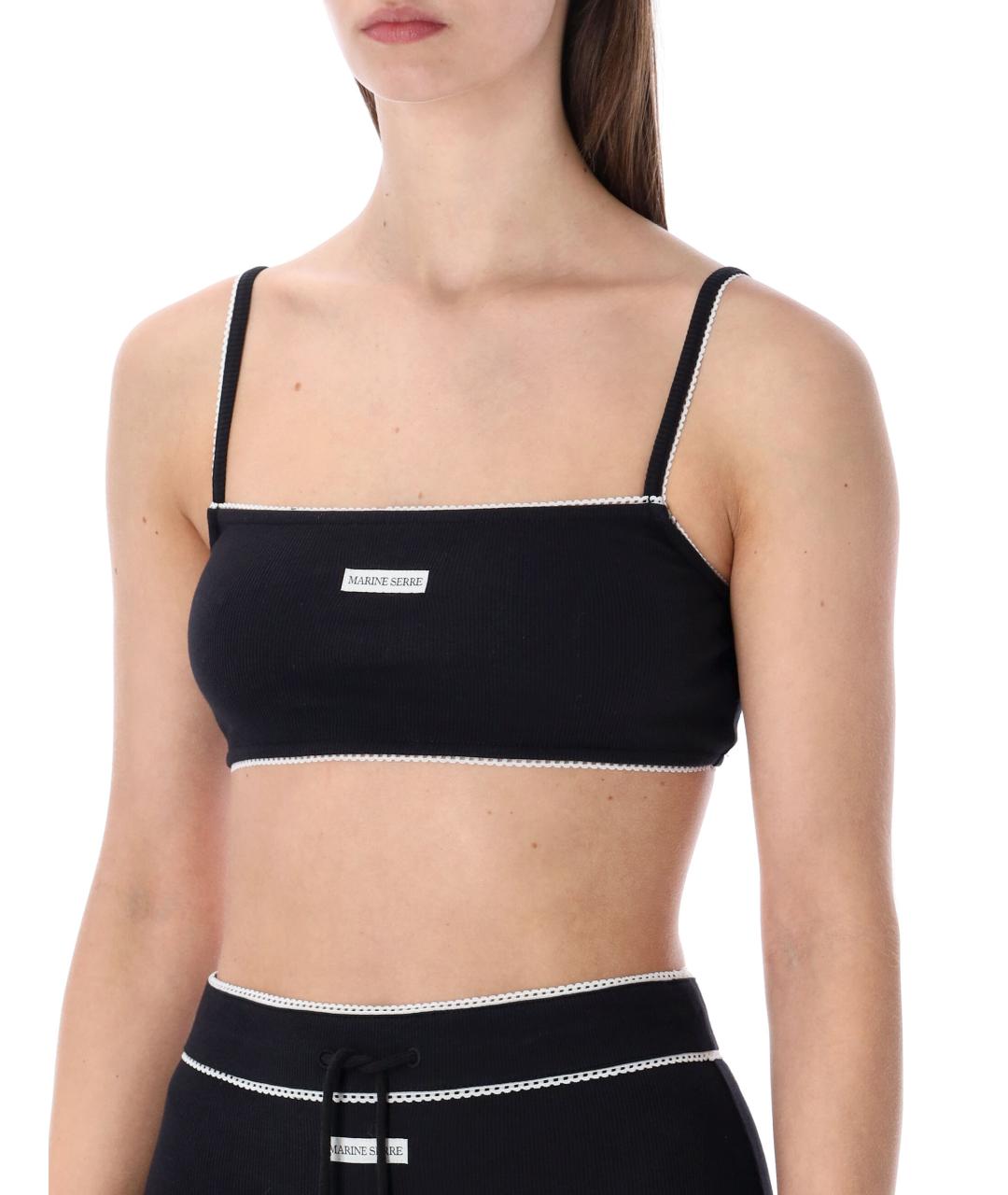 MARINE SERRE Черная хлопковая майка, фото 3